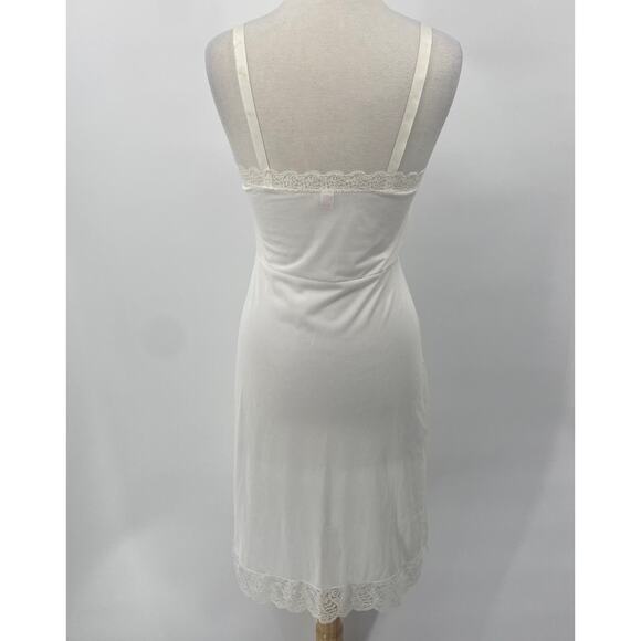 Vintage 60s Lace Trim Slip Lace Bodice Adjustable Strap Nightie Ivory Womens M 8 - Picture 7 of 10